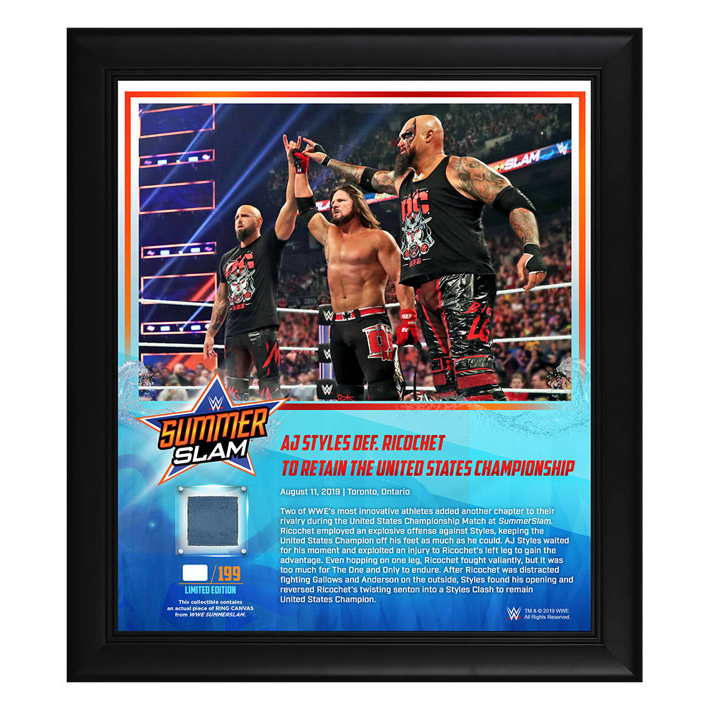 AJ Styles SummerSlam 2019 15 x 17 Framed Plaque w Ring Canvas