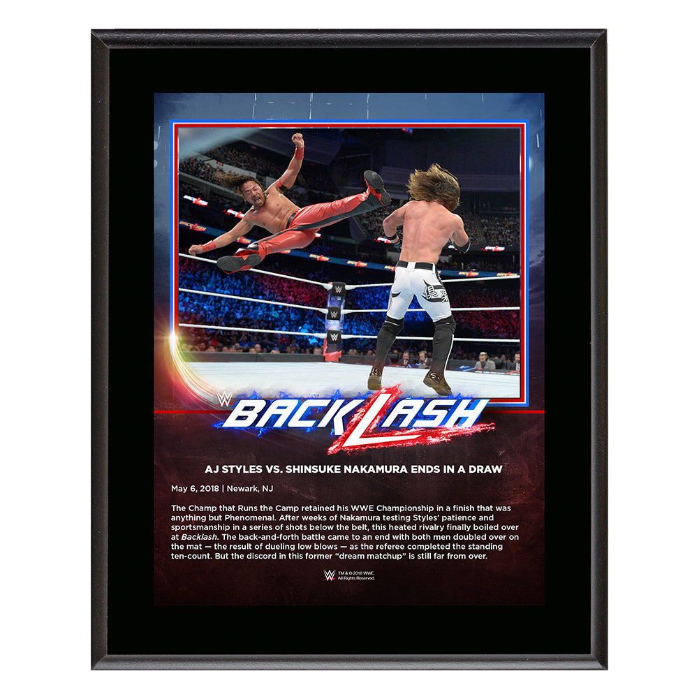 AJ Styles & Shinsuke Nakamura BackLash 2018 10 x 13 Photo Plaque