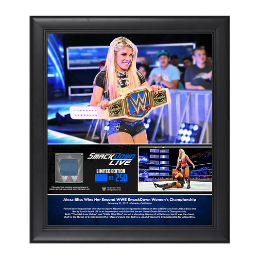 Alexa Bliss 2-Time SmackDown Women's Champion Framed Plaque w Ring Canvas