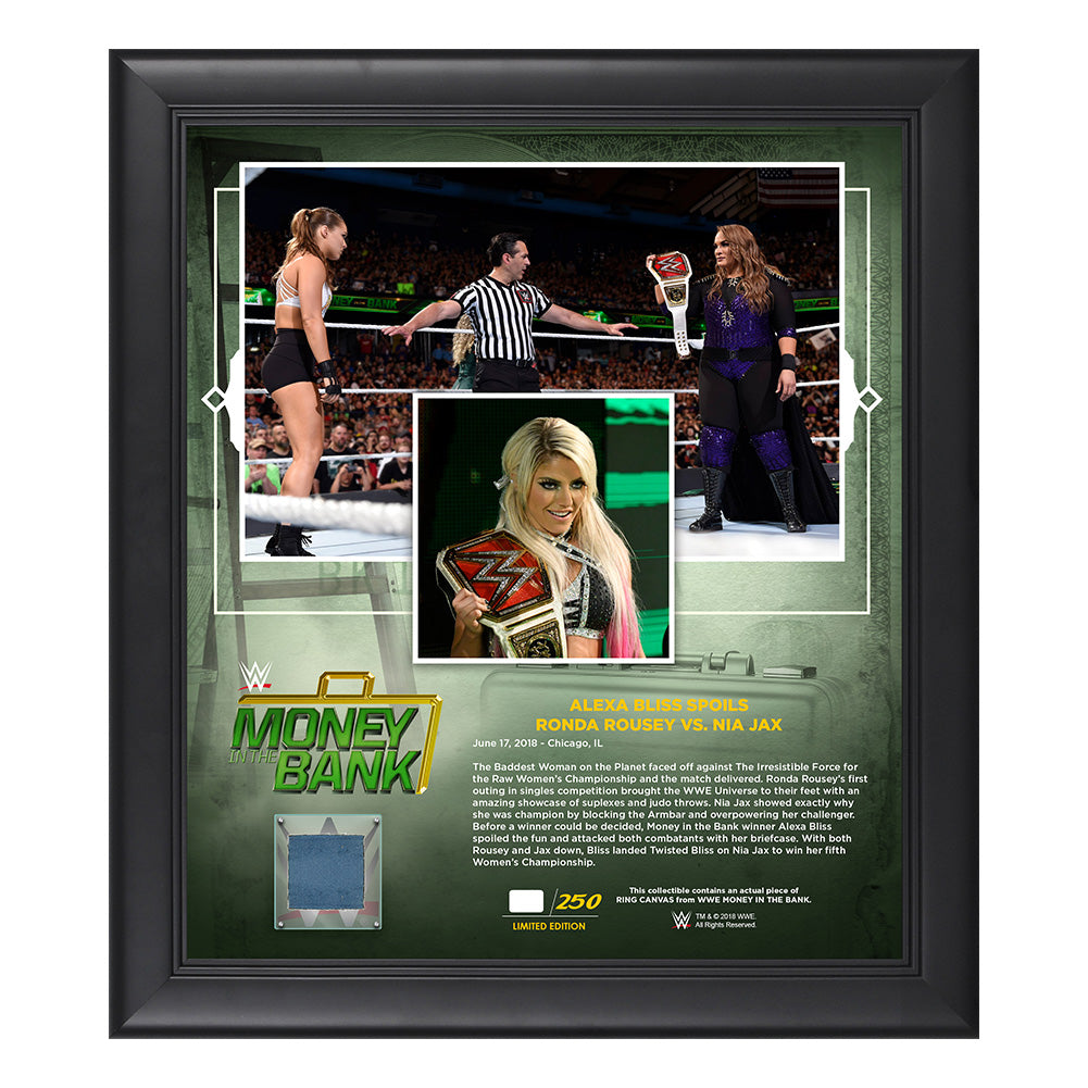 Alexa Bliss Money in The Bank 2018 15 x 17 Framed Plaque w Ring canvas