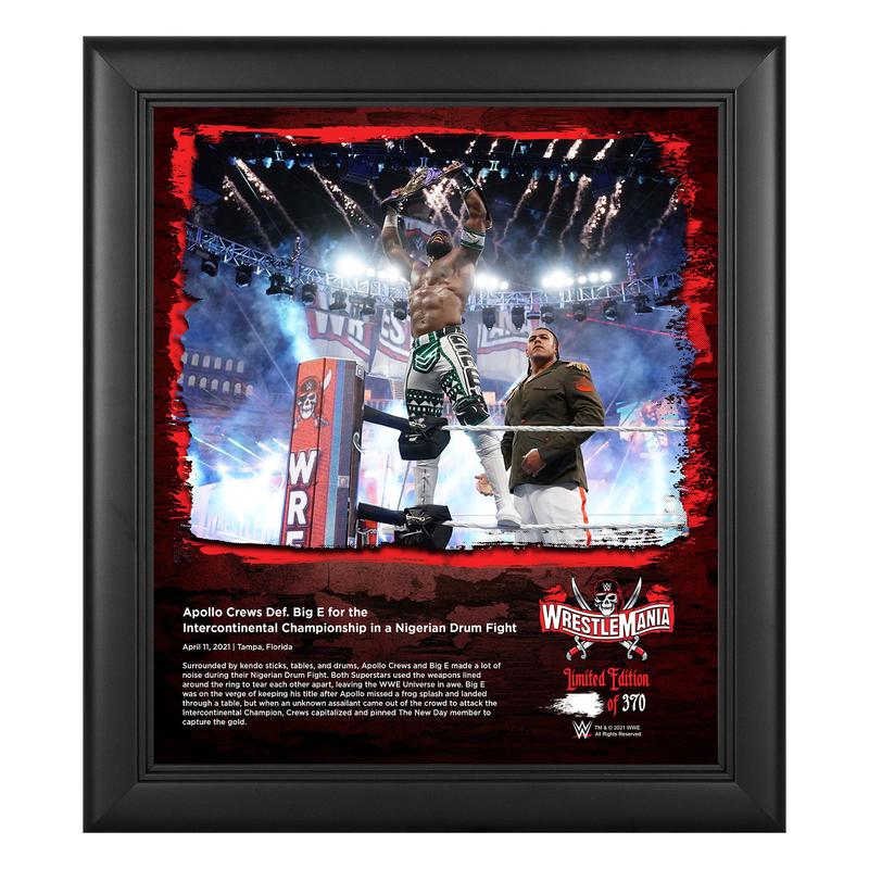 Apollo Crews WrestleMania 37 15x17 Commemorative Plaque Pwcatalog