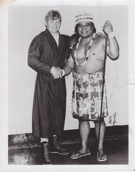 1980s WWWF Peter Maivia Bob Backlund Vintage 8x10 Promo Photo