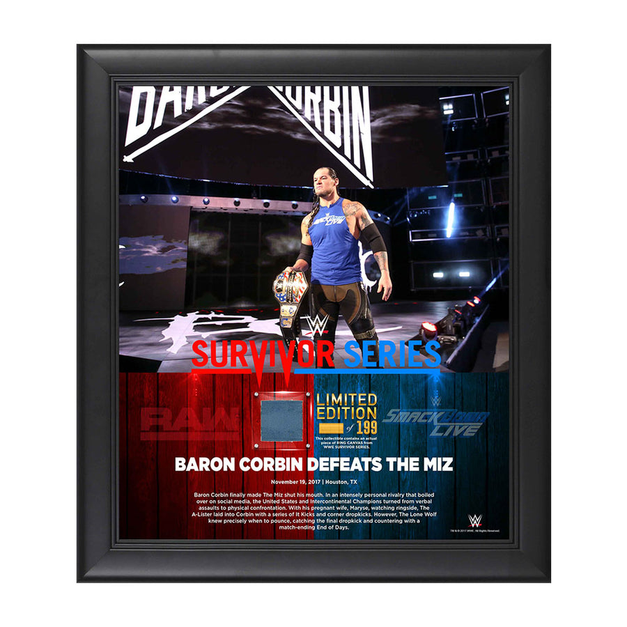 Baron Corbin Survivor Series 2017 15 x 17 Framed Plaque w Ring Canvas Pwcatalog