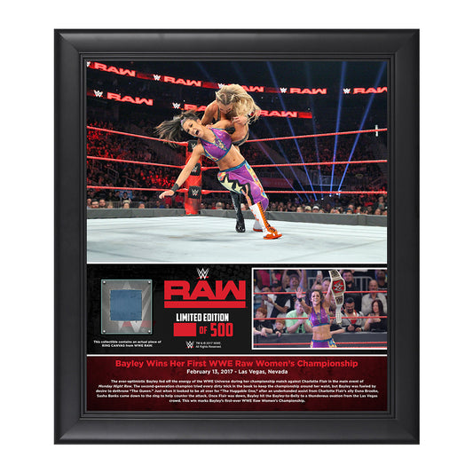 Bayley 1st RAW Women's Championship Reign 15 x 17 Framed Plaque w Ring Canvas