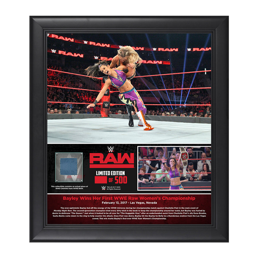 Bayley 1st RAW Women's Championship Reign 15 x 17 Framed Plaque w Ring Canvas Pwcatalog