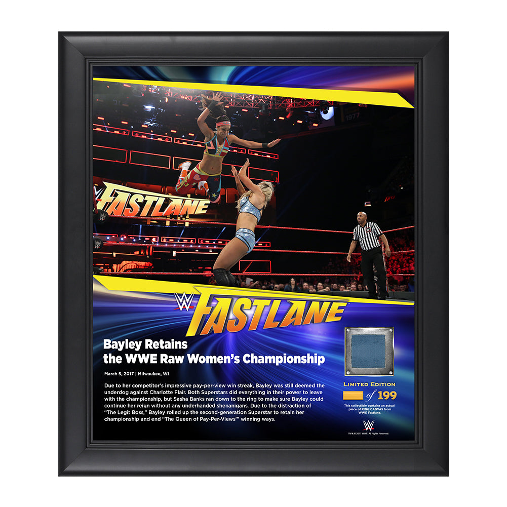 Bayley FastLane 2017 15 x 17 Framed Plaque w Ring Canvas Pwcatalog