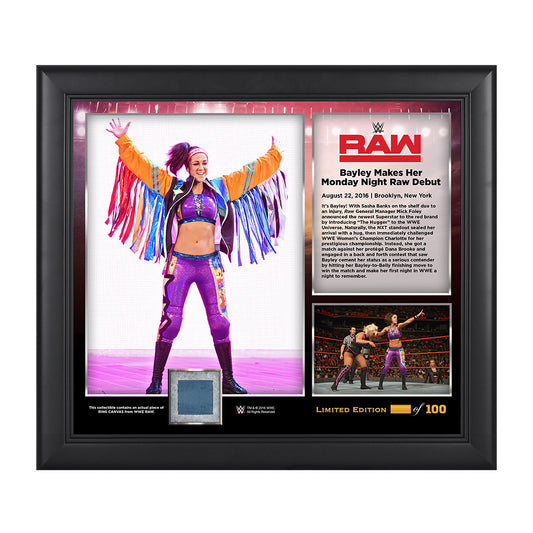 Bayley Raw Debut 2016 15 x 17 Framed Plaque w Ring Cavnas