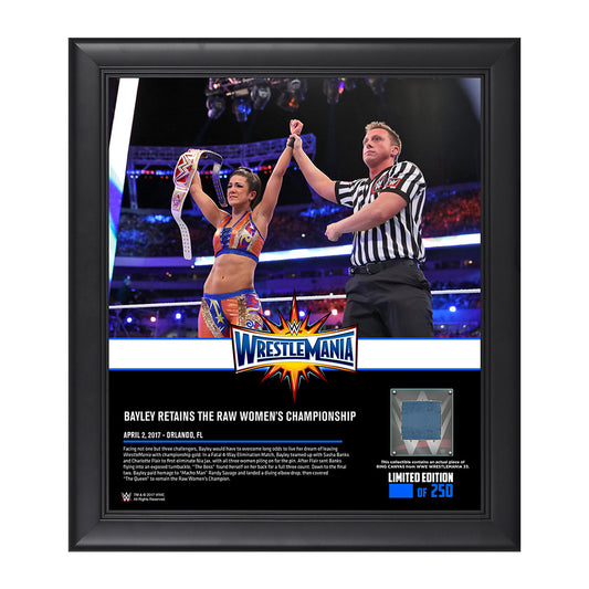 Bayley WrestleMania 33 15 x 17 Framed Plaque w Ring Canvas