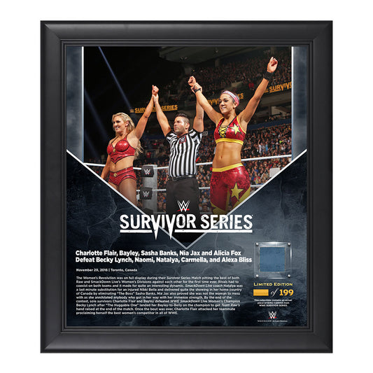Bayley & Charlotte Survivor Series 2016 15 x 17 Framed Plaque w Ring Canvas