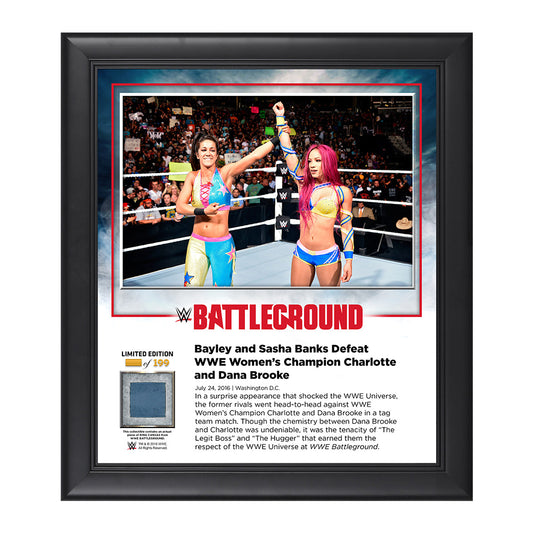 Bayley & Sasha Banks Battleground 2016 Commemorative 15 x 17 Framed Plaque w Ring Canvas