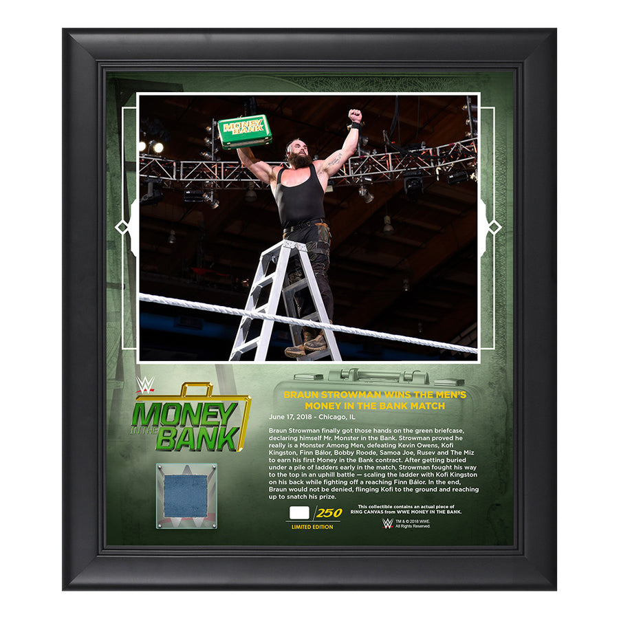 Braun Strowman Money in The Bank 2018 15 x 17 Framed Plaque w Ring Canvas Pwcatalog