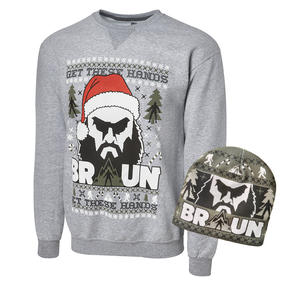 Braun Strowman Ugly Holiday Sweatshirt & Beanie Package Pwcatalog