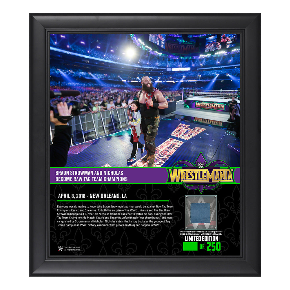 Braun Strowman WrestleMania 34 15 x 17 Framed Plaque w Ring Canvas