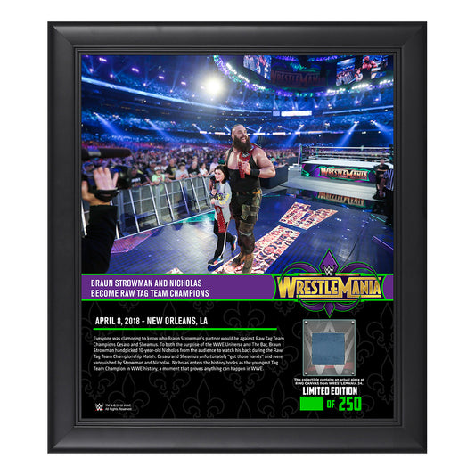 Braun Strowman WrestleMania 34 15 x 17 Framed Plaque w Ring Canvas