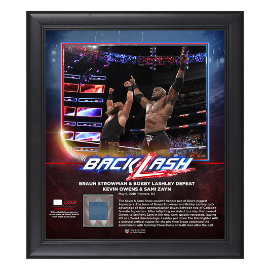 Braun Strowman & Bobby Lashley BackLash 2018 15 x 17 Framed Plaque w Ring Canvas