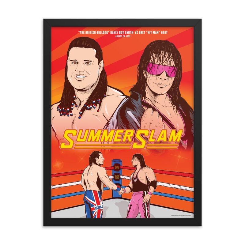 British Bulldog vs Bret Hitman Hart 18x24 Framed Giclée Print