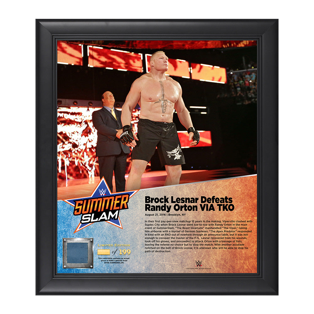 Brock Lesnar SummerSlam 2016 15 x 17 Framed Plaque w Ring Canvas Pwcatalog
