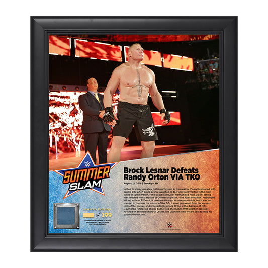 Brock Lesnar SummerSlam 2016 15 x 17 Framed Plaque w Ring Canvas