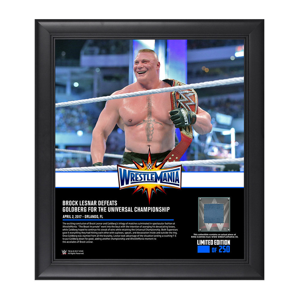 Brock Lesnar WrestleMania 33 15 x 17 Framed Plaque w Ring Canvas Pwcatalog