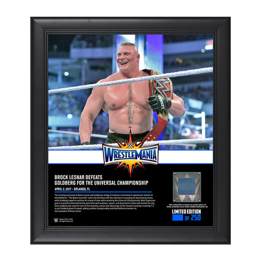 Brock Lesnar WrestleMania 33 15 x 17 Framed Plaque w Ring Canvas Pwcatalog