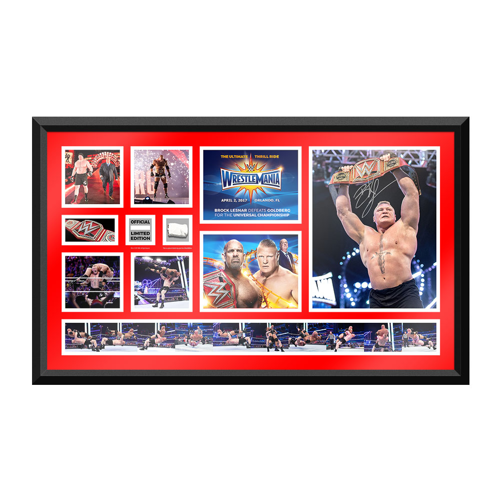 Brock Lesnar WrestleMania 33 Signed Commemorative Plaque Pwcatalog