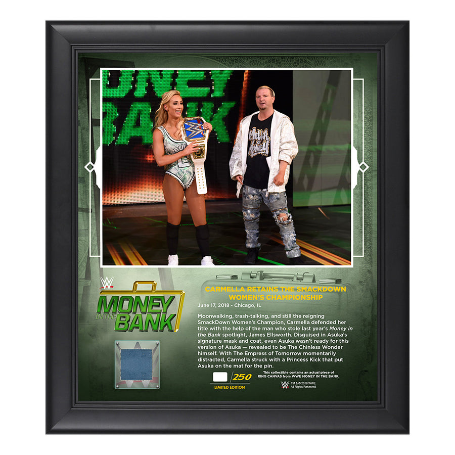 Carmella Money in The Bank 2018 15 x 17 Framed Plaque w Ring Canvas Pwcatalog