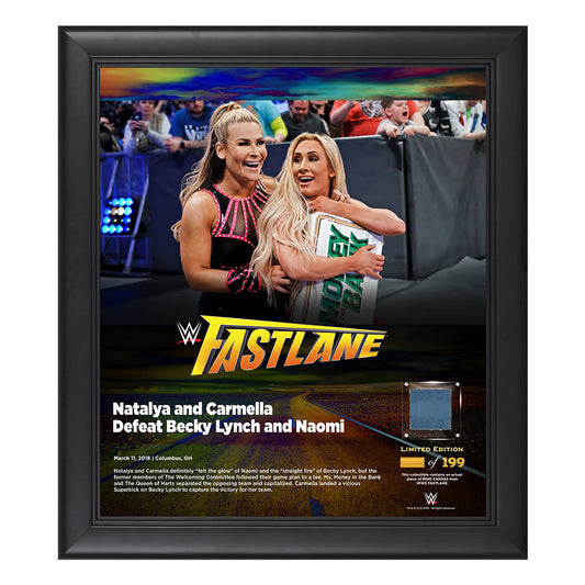 Carmella & Natalya FastLane 2018 15 x 17 Framed Plaque w Ring Canvas