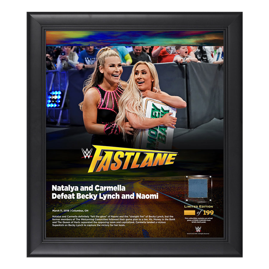 Carmella & Natalya FastLane 2018 15 x 17 Framed Plaque w Ring Canvas Pwcatalog