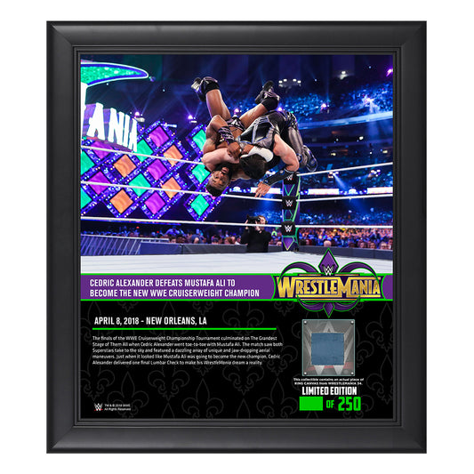 Cedric Alexander WrestleMania 34 15 x 17 Framed Plaque w Ring Canvas