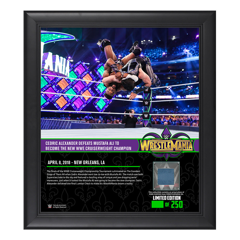 Cedric Alexander WrestleMania 34 15 x 17 Framed Plaque w Ring Canvas Pwcatalog