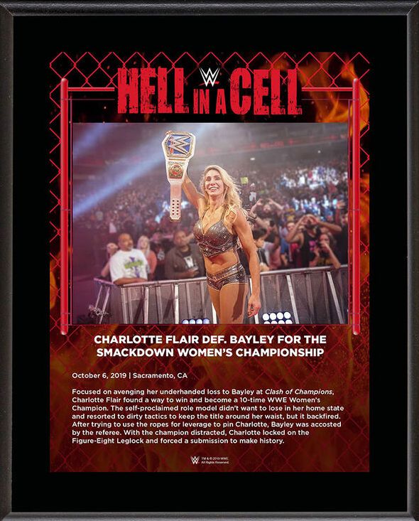 Charlotte Flair Hell in a Cell 2019 15 x 17 Framed Plaque w Ring Canvas
