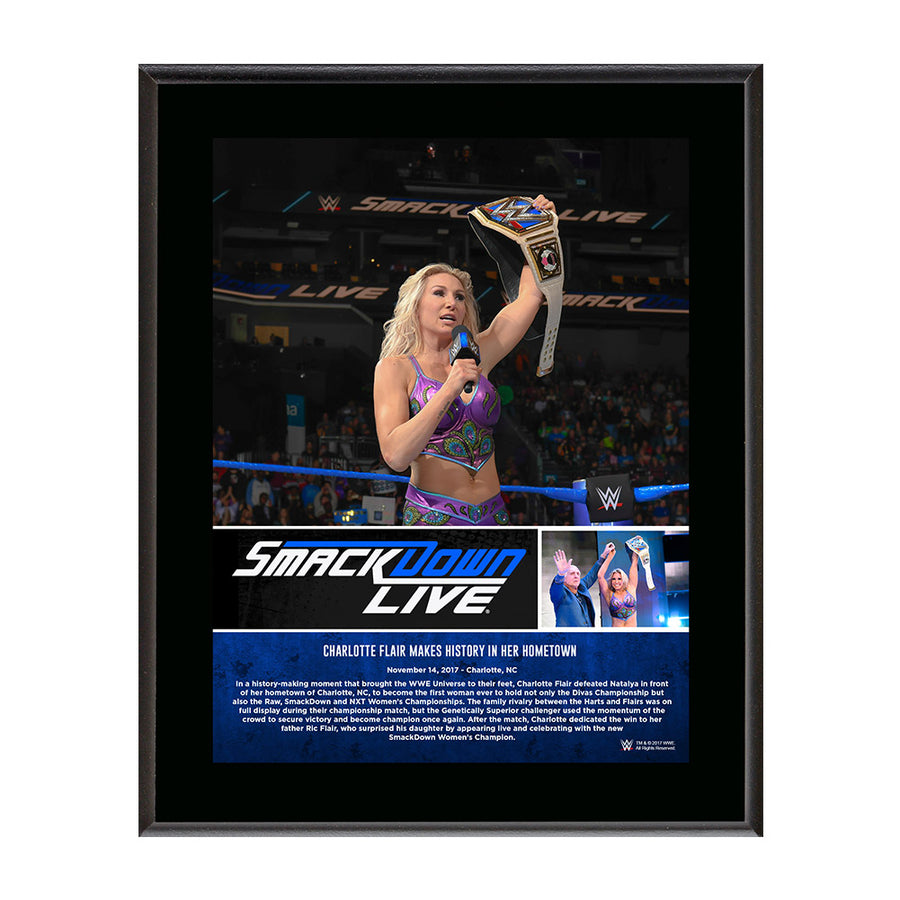 Charlotte Flair Makes History 10 x 13 Commemorative Photo Plaque Pwcatalog