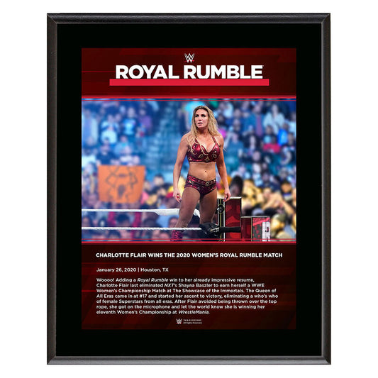 Charlotte Flair Royal Rumble 2020 10x13 Commemorative Plaque