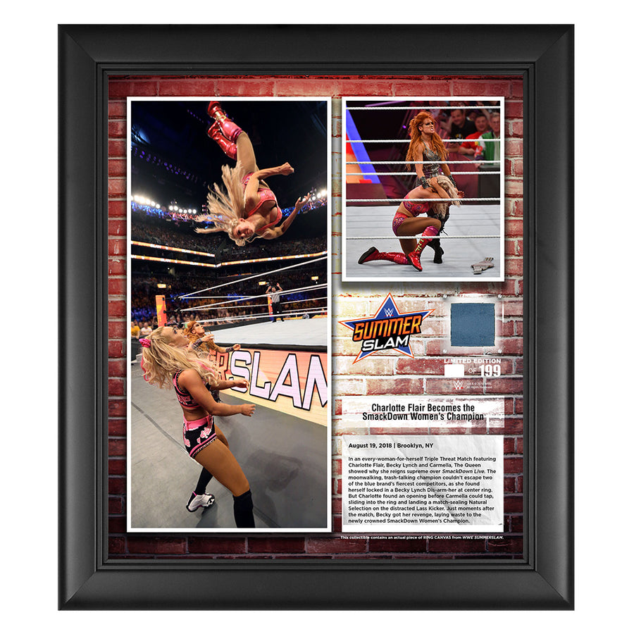 Charlotte Flair SummerSlam 2018 15 x 17 Framed Plaque w Ring Canvas Pwcatalog