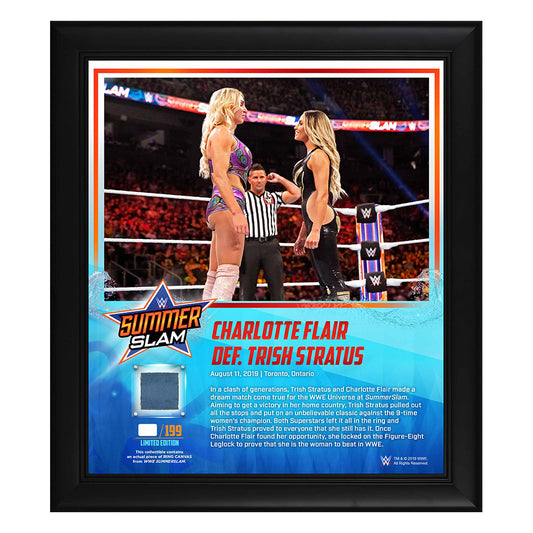 Charlotte Flair SummerSlam 2019 15 x 17 Framed Plaque w Ring Canvas