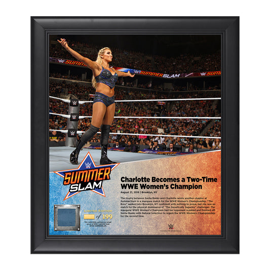 Charlotte SummerSlam 2016 15 x 17 Framed Plaque w Ring Canvas
