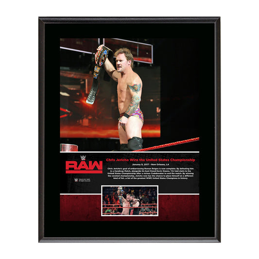 Chris Jericho First U.S. Championship Reign 10 x 13 Commemorative Photo Plaque