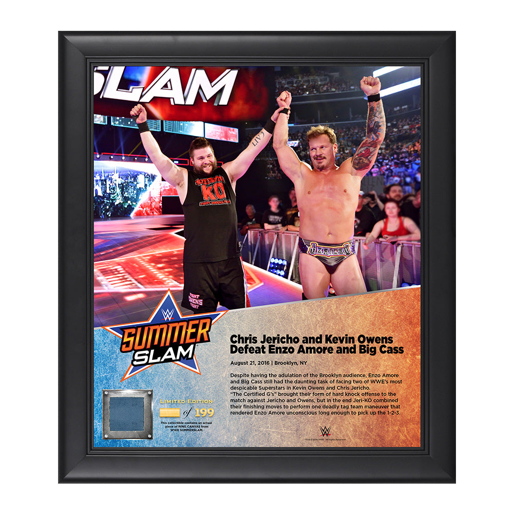 Chris Jericho and Kevin Owens SummerSlam 2016 Framed Plaque w Ring Canvas Pwcatalog