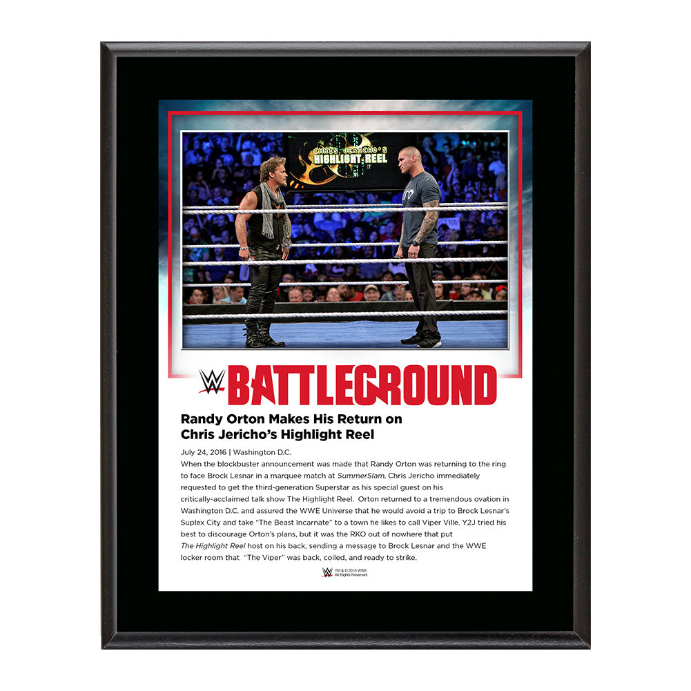 Chris Jericho and Randy Orton Battleground 2016 15 x 17 Framed Plaque w Ring Canvas Pwcatalog