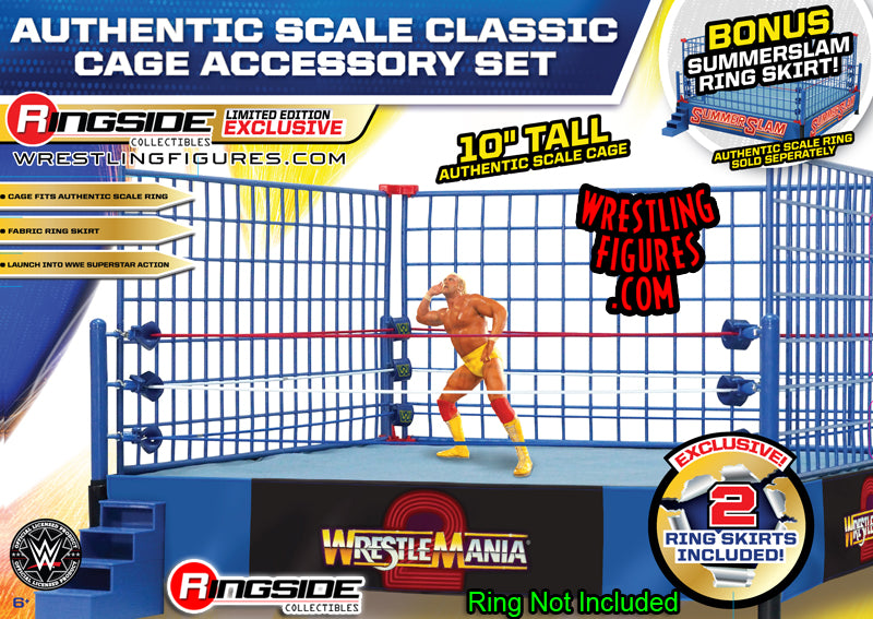 Classic Blue Steel Cage Playset w WrestleMania 2 & SummerSlam Ring Skirts Pwcatalog