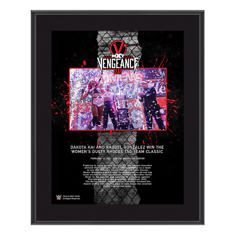 Dakota Kai & Raquel González NXT TakeOver Vengeance Day 10x13 Commemorative Plaque