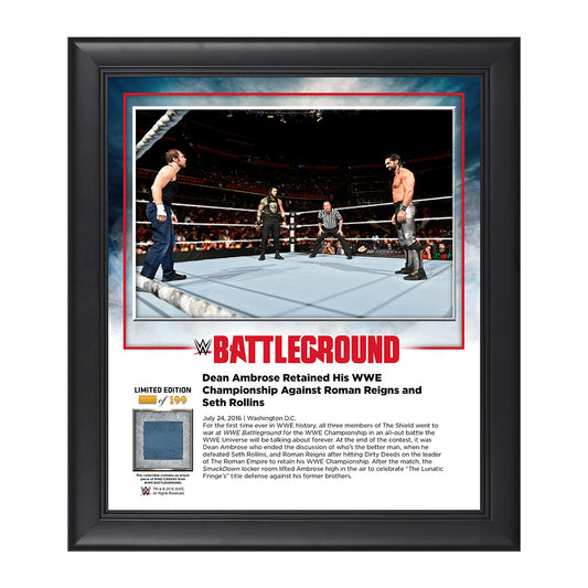 Dean Ambrose Battleground 2016 15 x 17 Framed Plaque w Ring Canvas