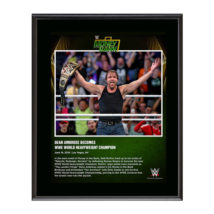 Dean Ambrose Money In The Bank 2016 10 x 13 Photo Plaque Pwcatalog