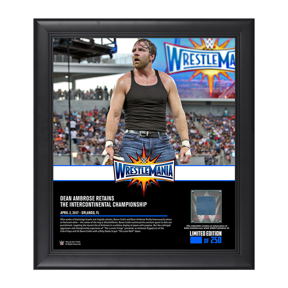 Dean Ambrose WrestleMania 33 15 x 17 Framed Plaque w Ring Canvas