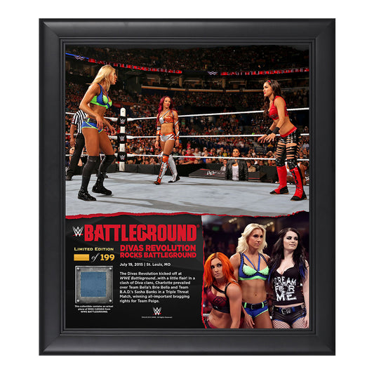 Divas Triple Threat Match Battleground 15 x 17 Framed Ring Canvas Photo Collage