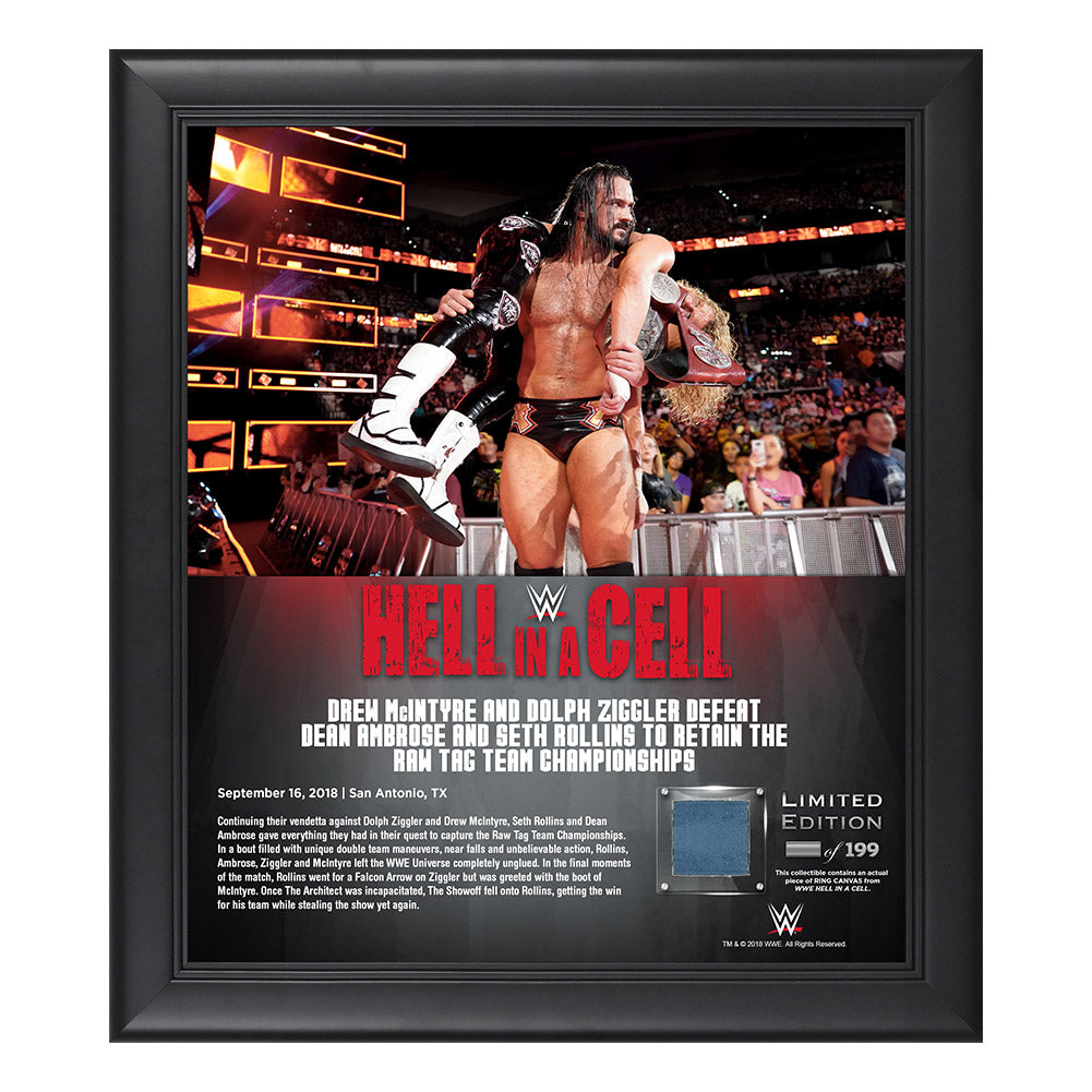Dolph & Drew Hell in a Cell 2018 15 x 17 Framed Plaque w Ring Canvas Pwcatalog