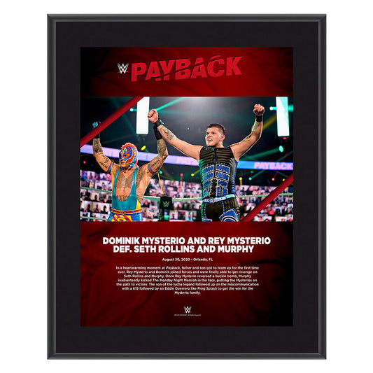 Dominik Mysterio & Rey Mysterio Payback 2020 10x13 Commemorative Plaque