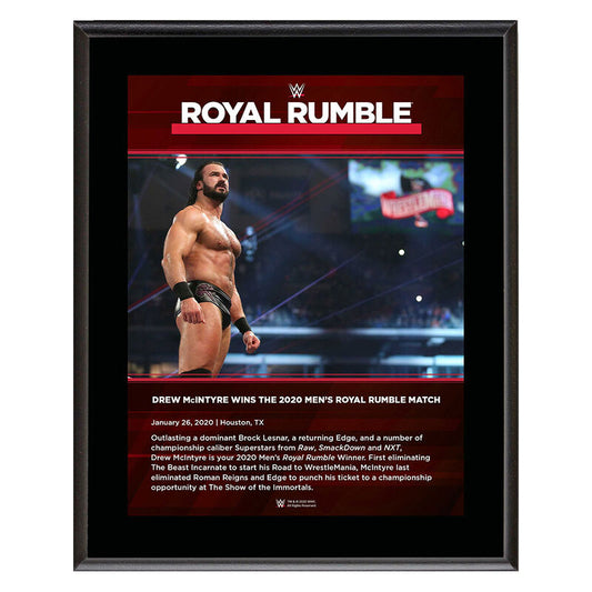 Drew McIntyre Royal Rumble 2020 10x13 Commemorative Plaque
