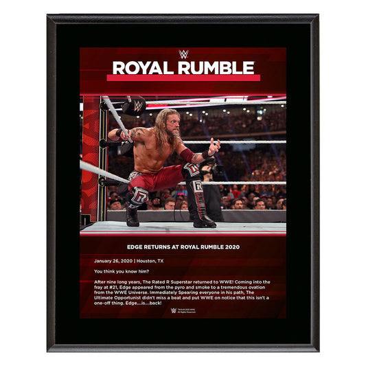 Edge Returns Royal Rumble 2020 10x13 Commemorative Plaque Pwcatalog