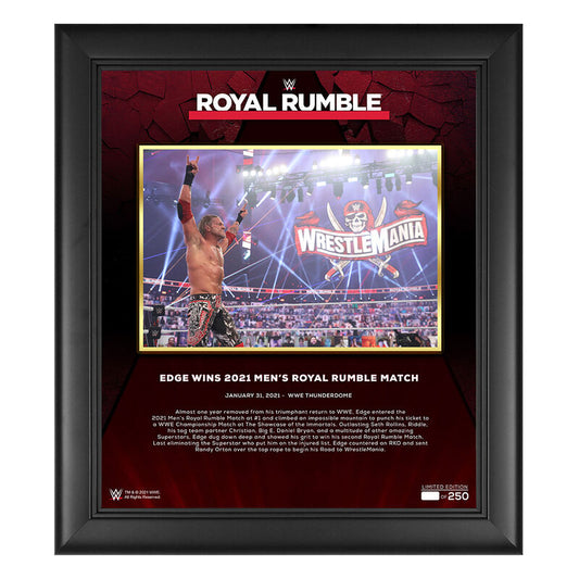 Edge Royal Rumble 2021 15 x 17 Commemorative Plaque